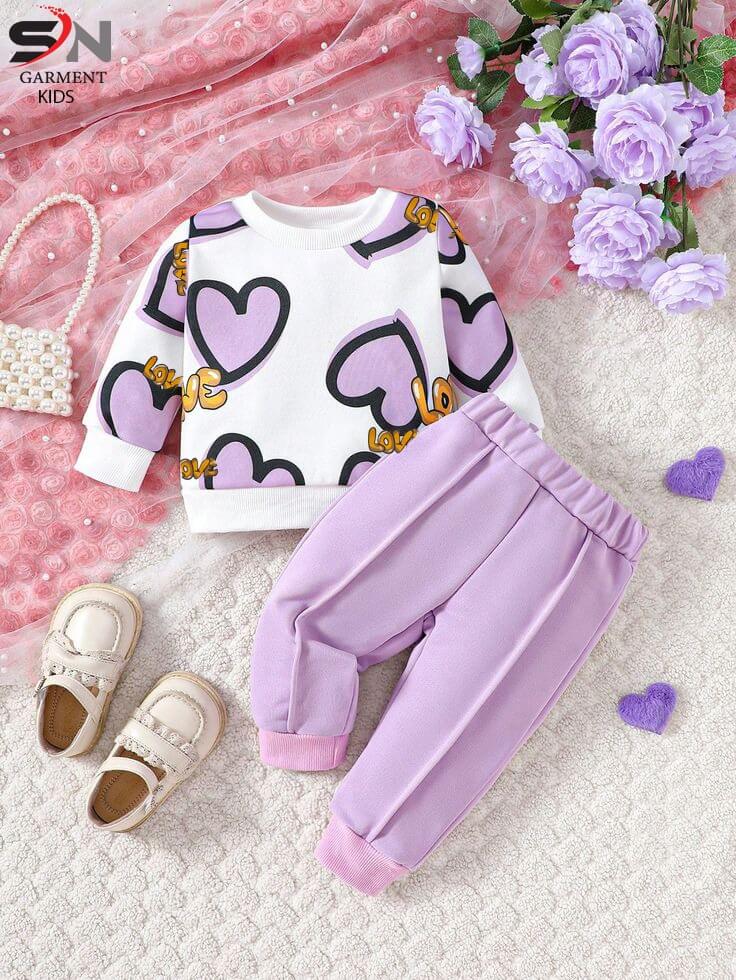 Purple Heart Winter Fleece Kids Track Suits