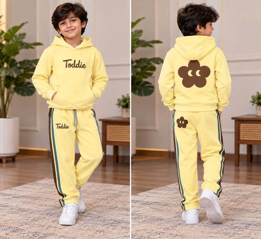 Hooded Yellow Toddie Winter Fleece Kids Track Suits