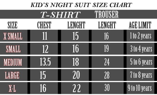 Red Fun Zone Tshirt With Trouser Printed Kids Night Suit