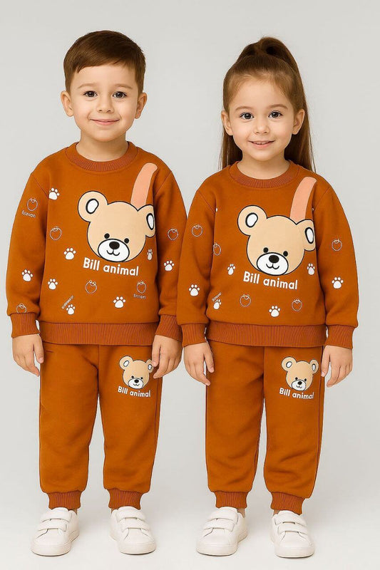Bill Animal - Bear Print Fleece Co-ord Set (Rust)