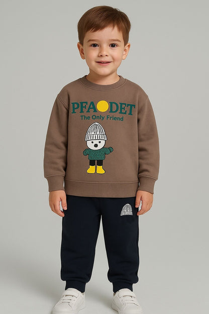 PFAODET Fleece Co-ord Set (Brown/Navy)