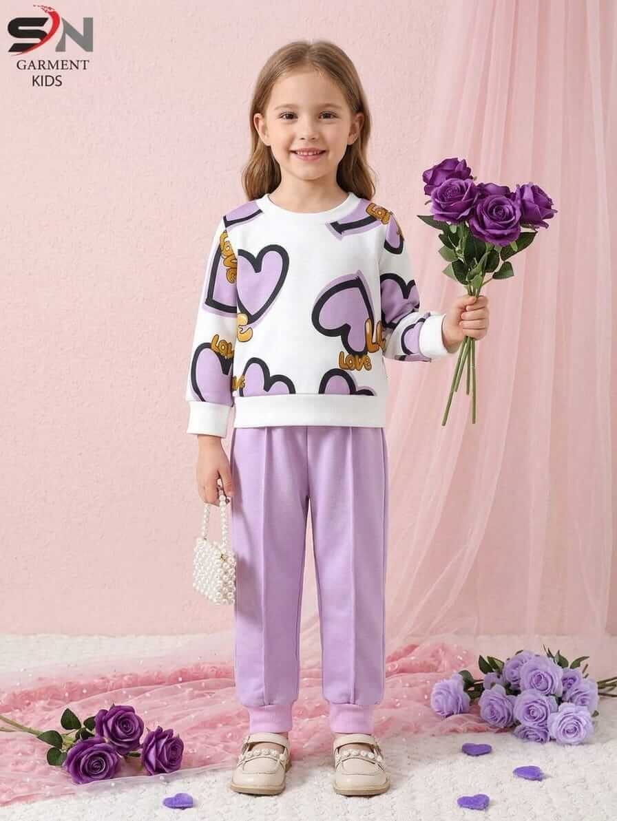 Purple Heart Winter Fleece Kids Track Suits