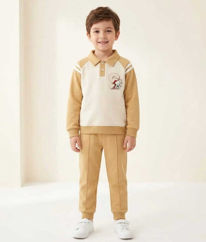 Brown Button with Collar Winter Fleece Kids Track Suits